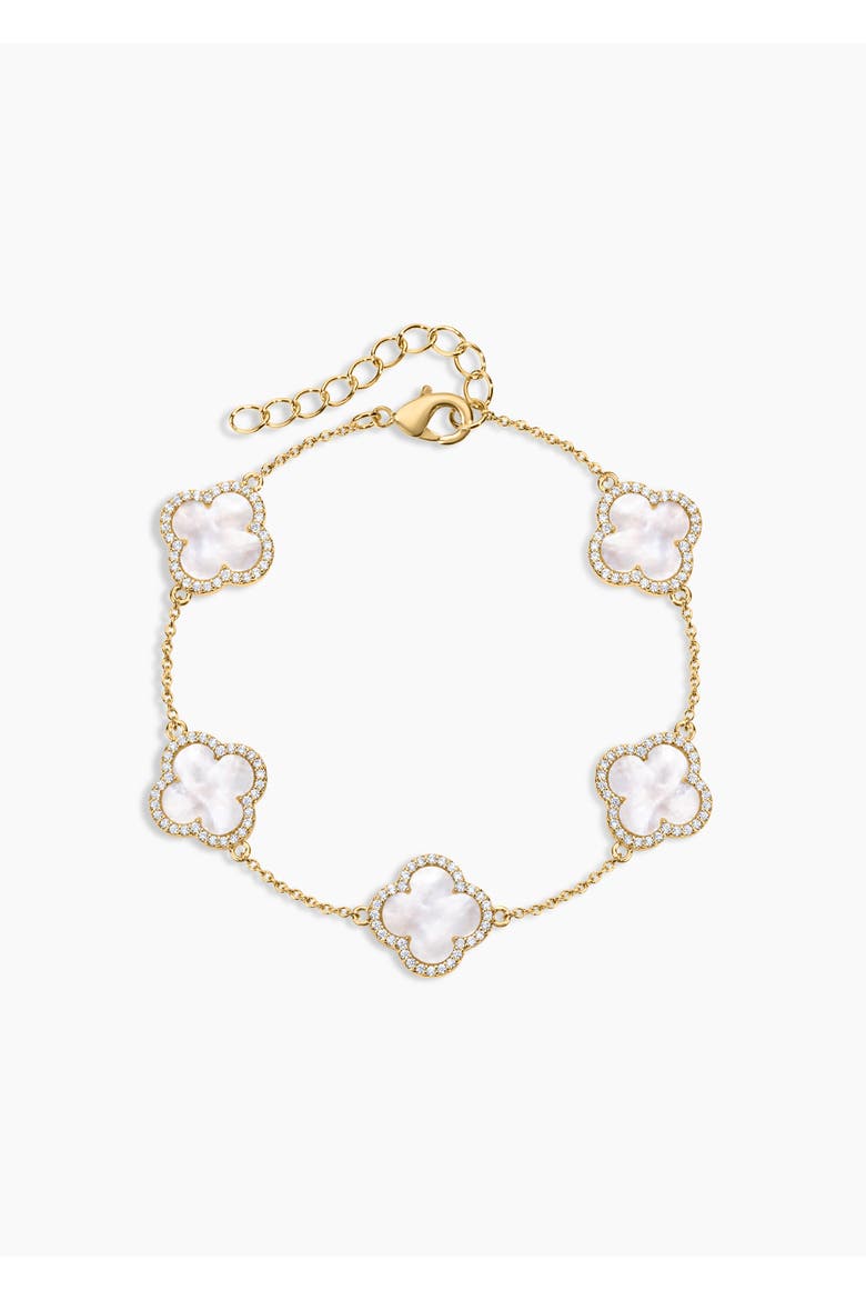 Icon White Clover Bracelet, Main, color, Gold