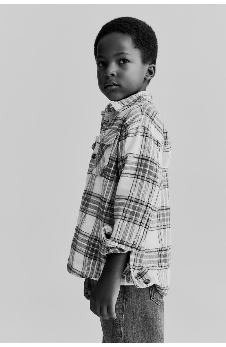 H&M Oversized Shirt, Alternate, color, Light Brown/Plaid