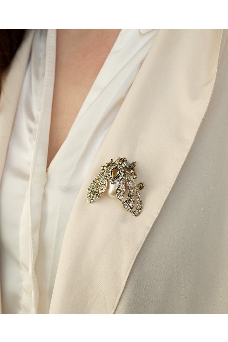 Moth Brooch - Cream Pearl, Alternate, color, Moth