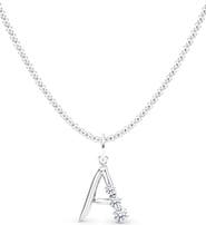 HauteCarat Graduated Lab Created Diamond Initial Letter Pendant Necklace
