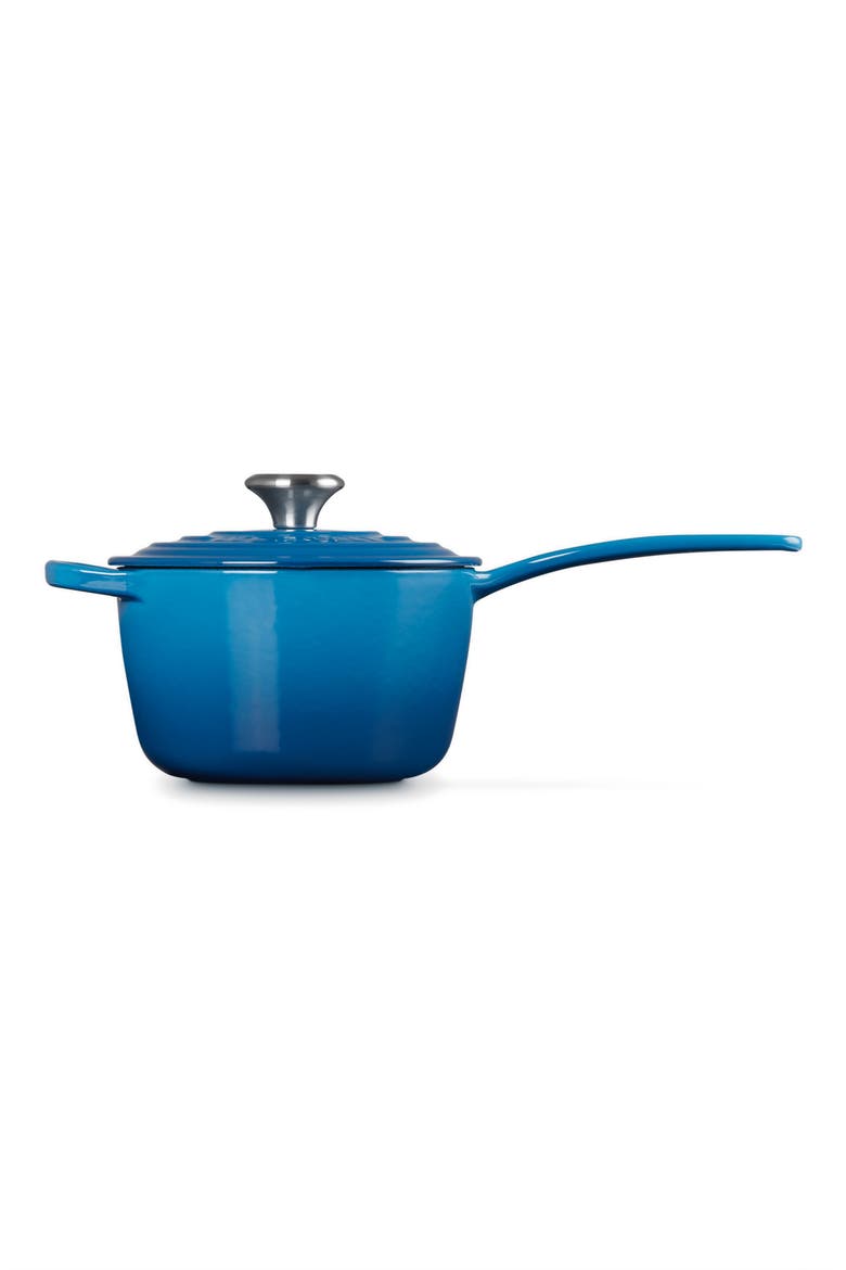 Signature 1.75-Quart Enameled Cast Iron Saucepan, Main, color, MARSEILLE