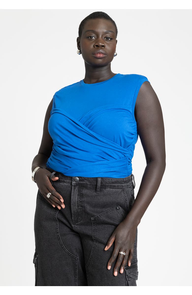 ELOQUII Ruched Overlay Detail Top, Alternate, color, 