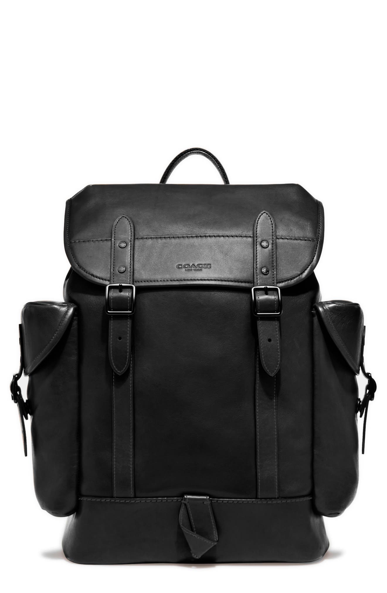 COACH Hitch Leather Backpack, Main, color, 