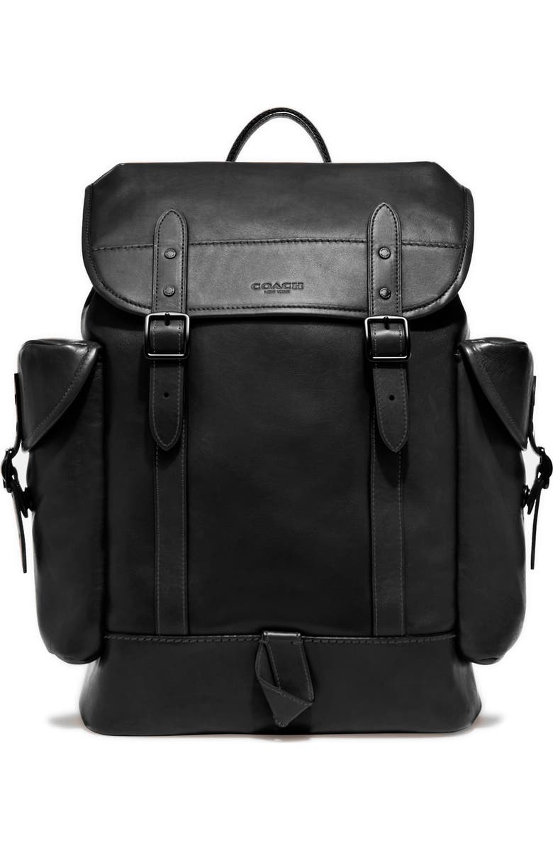 COACH Hitch Leather Backpack, Main, color,