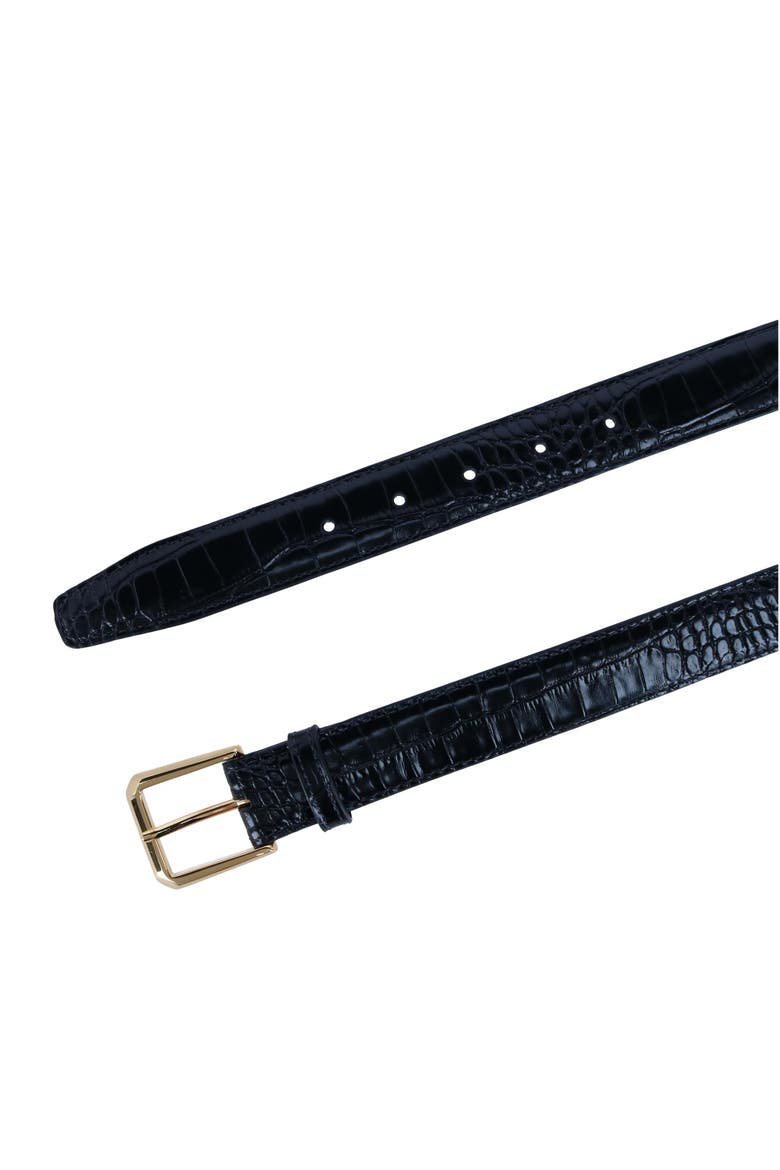 30mm Mock Alligator Embossed Italian Leather Belt, Alternate, color, Black
