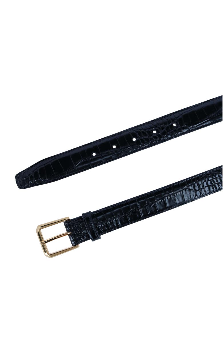 Trafalgar 30mm Mock Alligator Embossed Italian Leather Belt, Alternate, color, Black