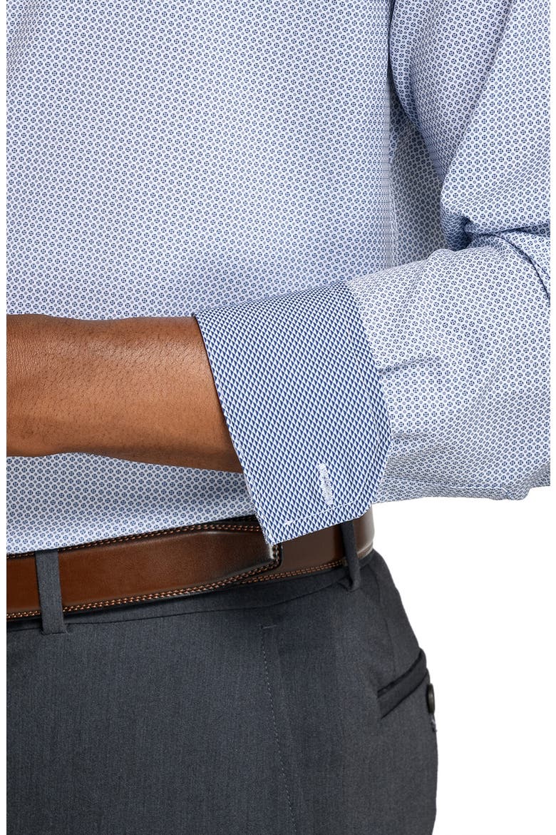 Slim Fit Octagon Geo Performance Dress Shirt, Alternate, color, WHITE/ BLUE