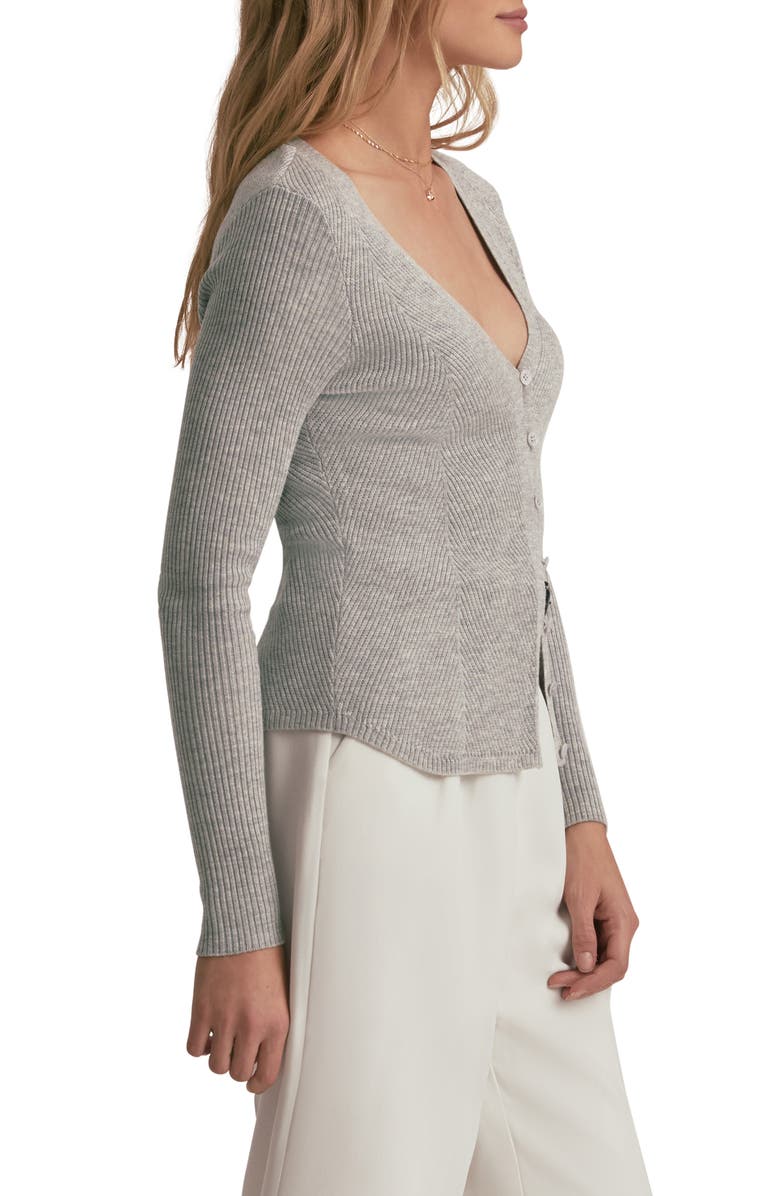 Favorite Daughter The Serena Rib Merino Wool Cardigan, Alternate, color, Melange Grey