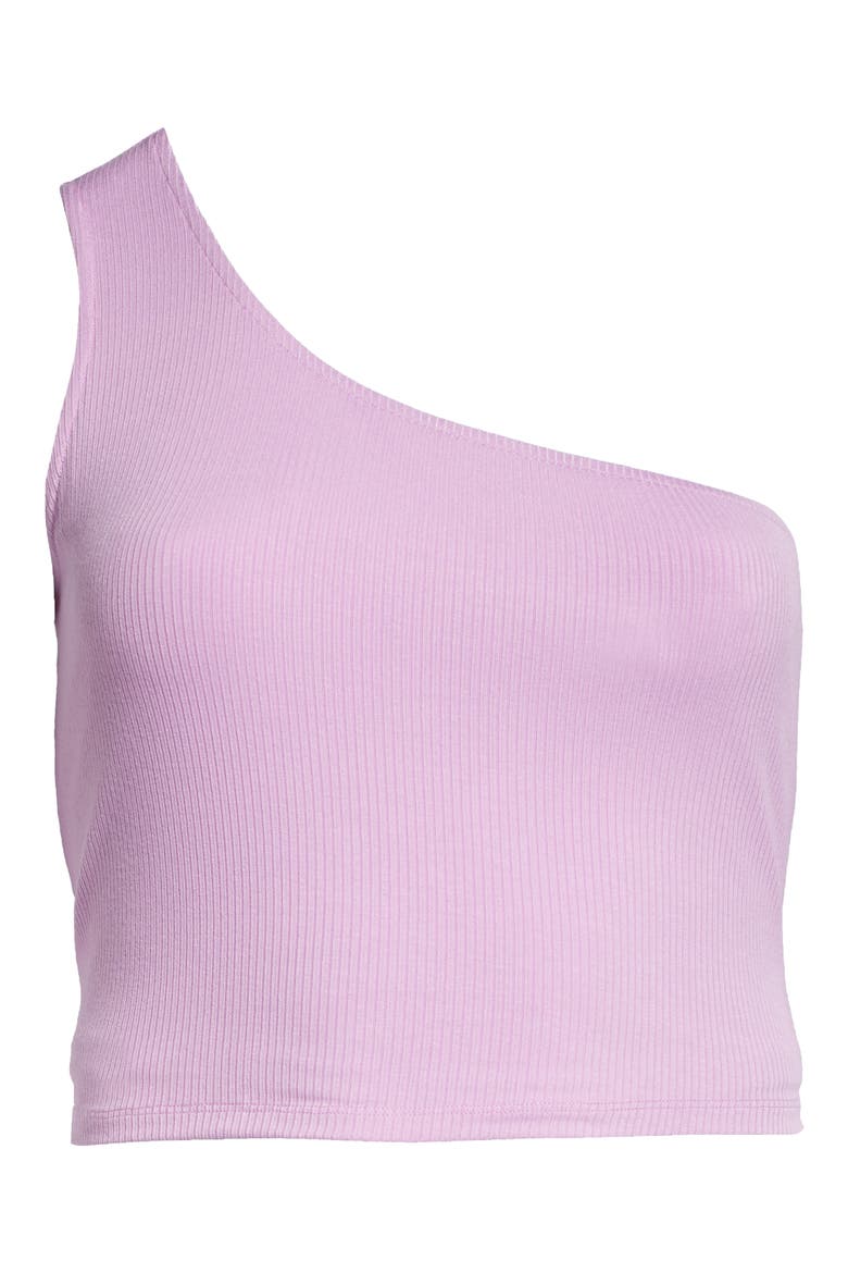 One-Shoulder Rib Tank Top, Alternate, color, PURPLE TULIP