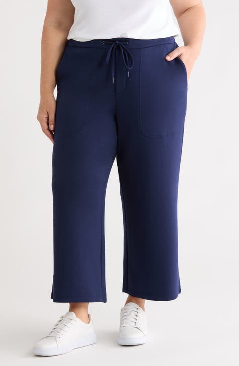Pull-On Crop Wide Leg Knit Pants (Plus)