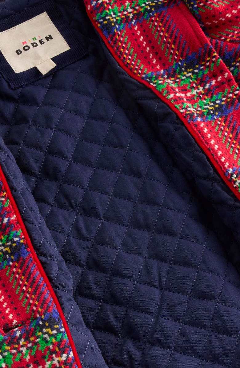 Mini Boden Kids' Wool Blend Coat, Alternate, color, Red Check