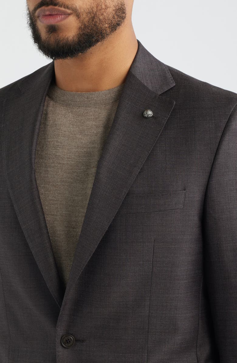 Jack Victor Esprit Contemporary Fit Brown Mélange Super 130s Wool Suit, Alternate, color, Brown