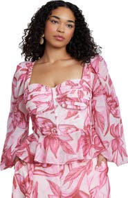 ELOQUII Patbo X Eloquii Puff-Sleeve Peplum Top