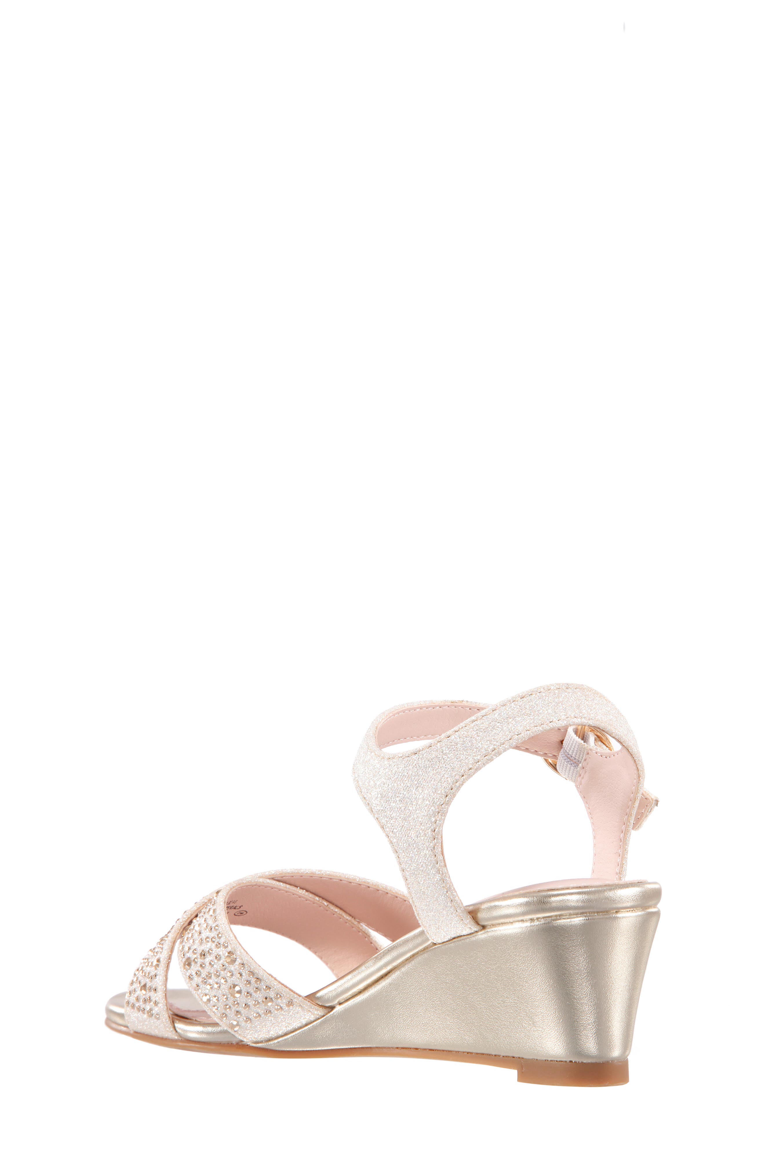Skarlet Glitter Wedge Sandal, Alternate, color, PLATINO METALLIC