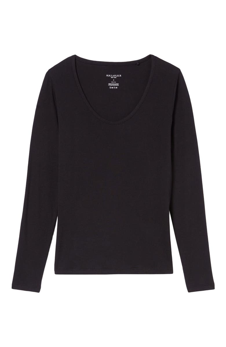 M.M.LaFleur Marcia Ribbed Pima Cotton Layering T-Shirt, Alternate, color, Black