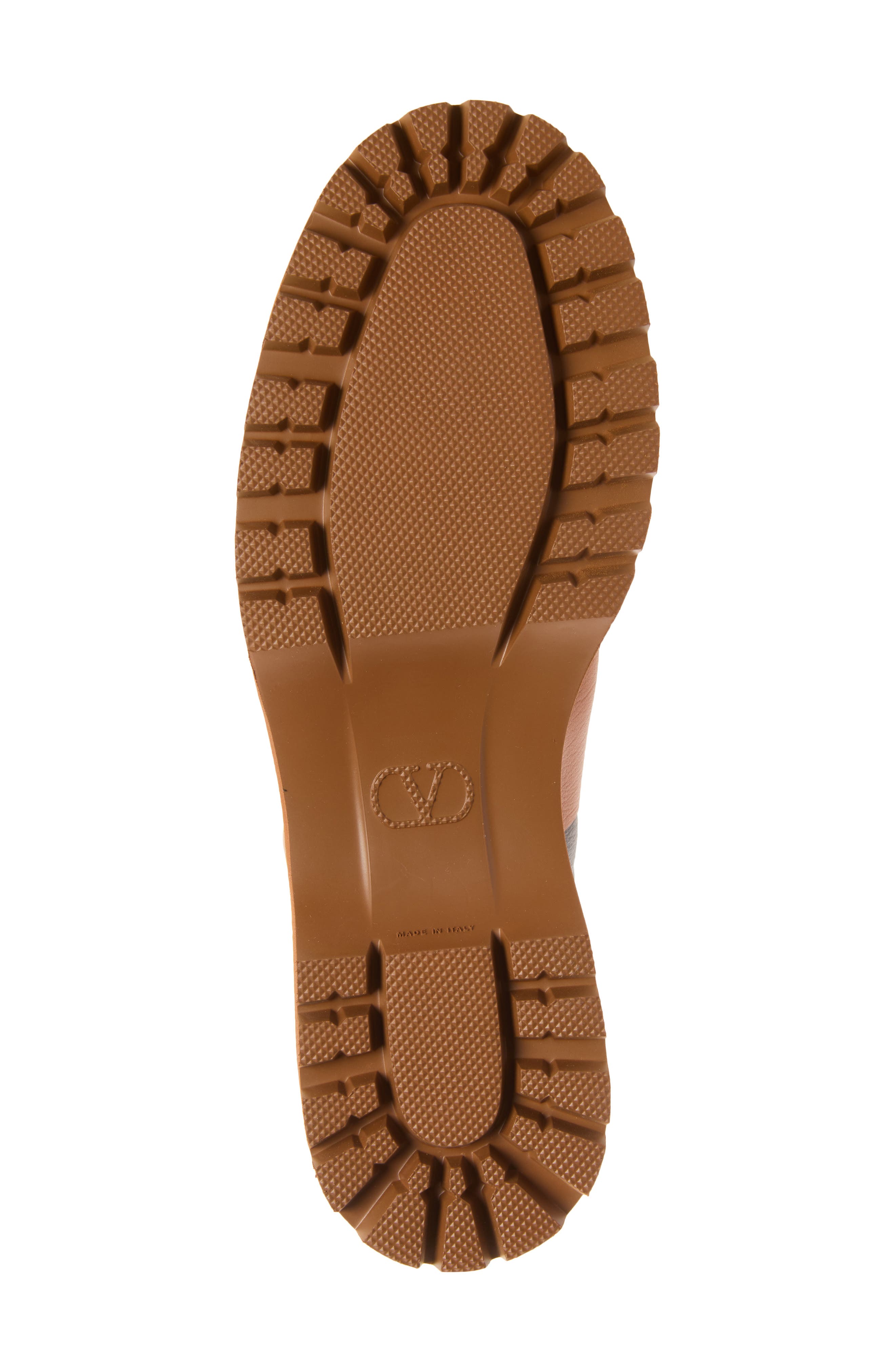 V-Logo Leather Combat Boot, Alternate, color, COMBAT BROWN