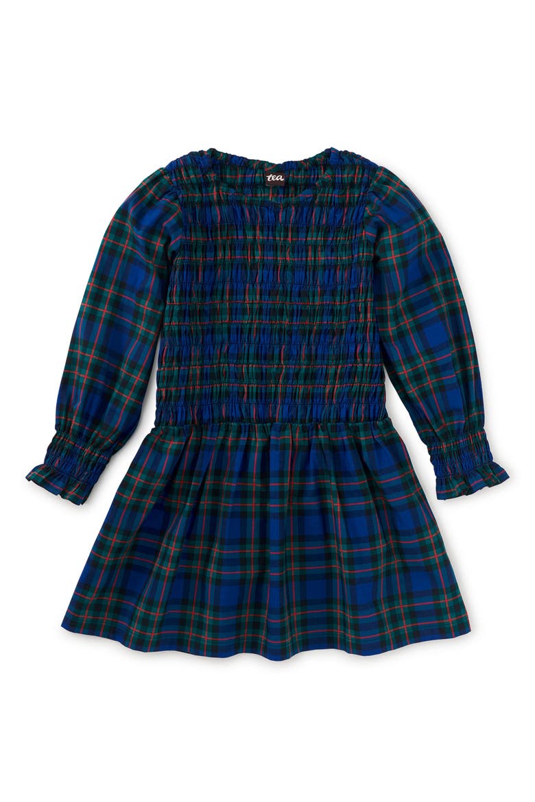 Smocked Woven Blouson Sleeve, Main, color, Busan Holiday Plaid