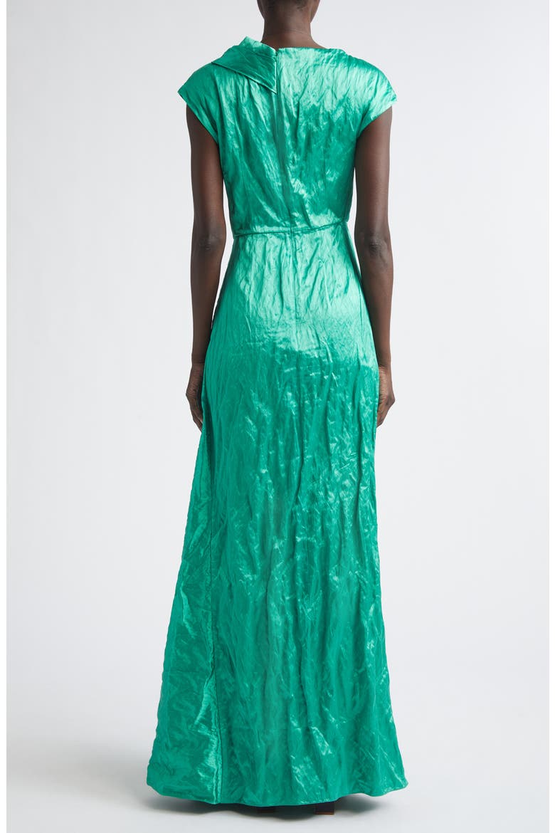 Embellished Asymmetric Crushed Satin Gown, Alternate, color, SEA GREEN