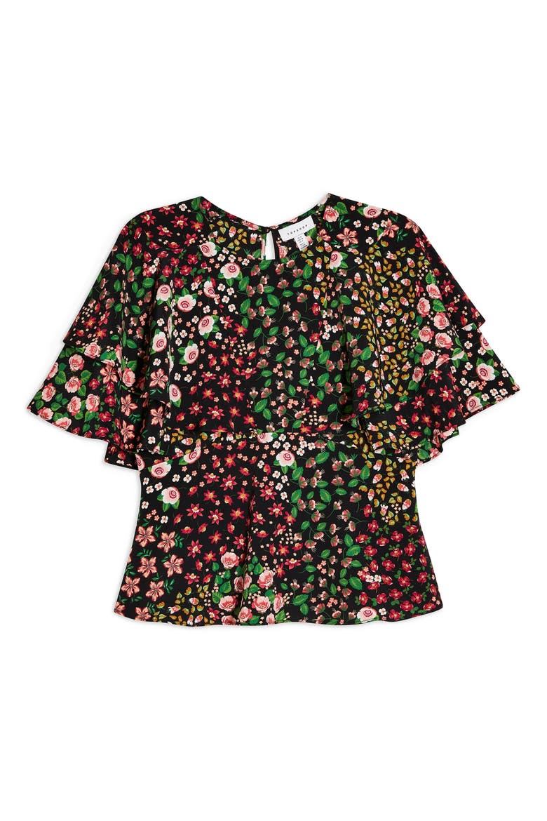 Austin Patch Floral Tea Top, Alternate, color, BLACK MULTI