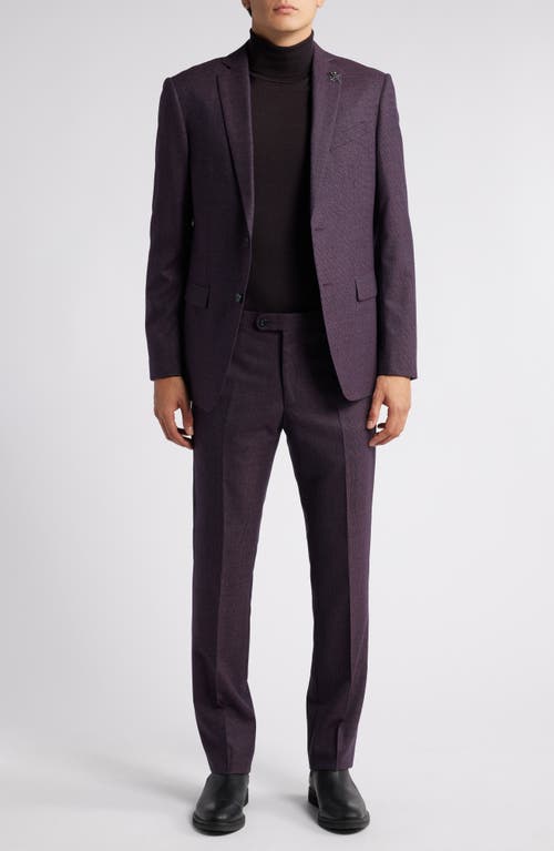 John Varvatos Microcheck Wool Suit in Burgundy 