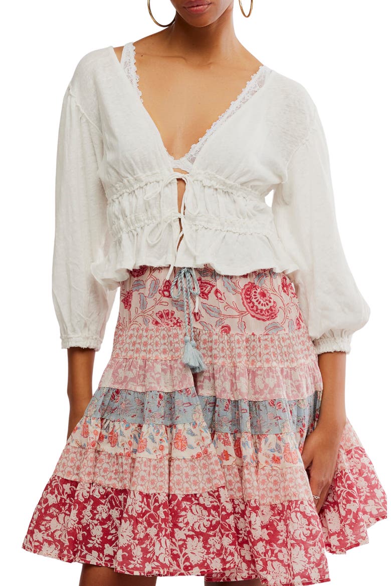 Let's Go Tie Front Linen & Cotton Top (Women) | Nordstrom