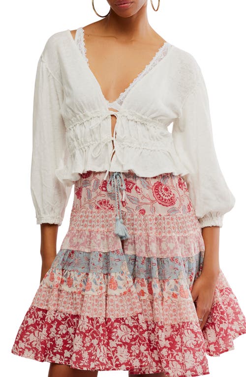 Free People Let's Go Tie Front Linen & Cotton Top