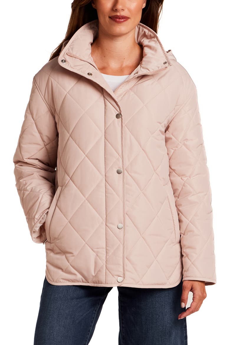 Quilted Stand Collar Jacket, Main, color, SOFT BLUSH