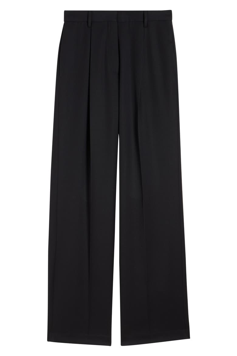 Wool Gabardine Wide Leg Pants, Alternate, color, BLACK