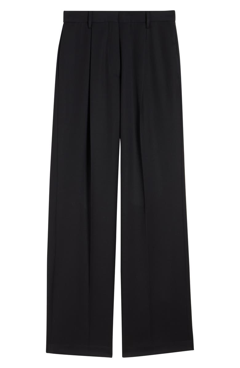 Dries Van Noten Wool Gabardine Wide Leg Pants, Alternate, color, Black