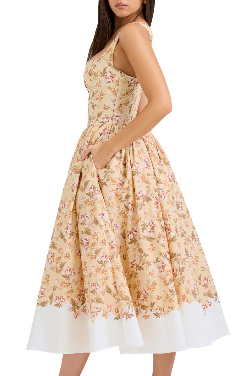 HOUSE OF CB Alba Floral Stretch Cotton Midi Sundress, Alternate, color,