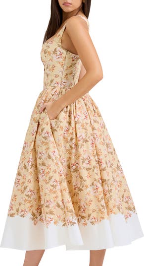 Alba Floral Stretch Cotton Midi Sundress