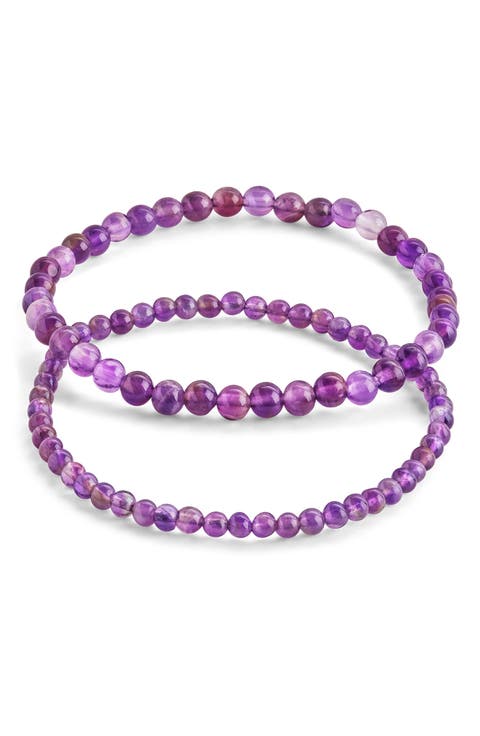 Stone 2-Pack Beaded Stretch Bracelets