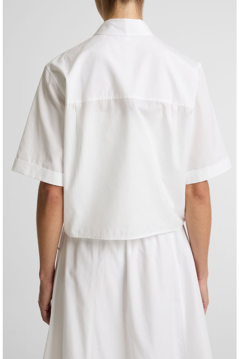 Scallop Detail Short Sleeve Cotton Button-Up Shirt, Alternate, color, OPTIC WHITE