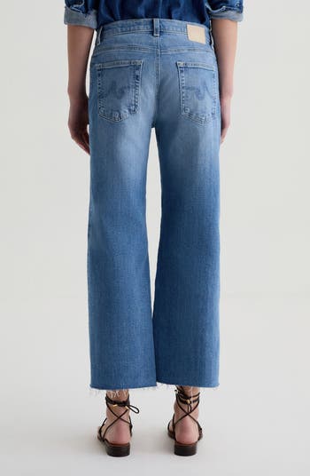 Saige Paneled Raw Hem Ankle Wide Leg Jeans