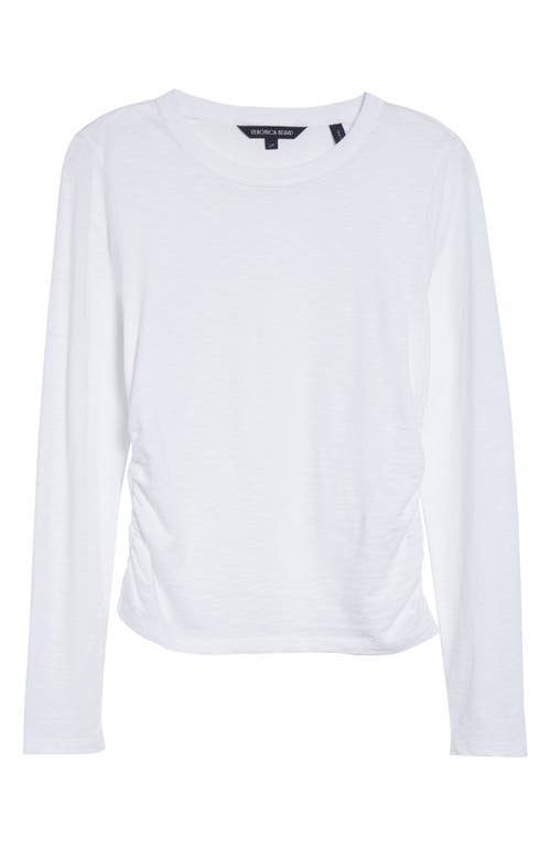 Veronica Beard Mason Gathered Shoulder Baseball Tee In White