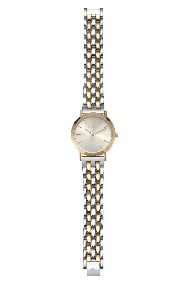 Classic Round Dial Two-Tone Bracelet Watch, Alternate, color, BONE AND MIXED METAL
