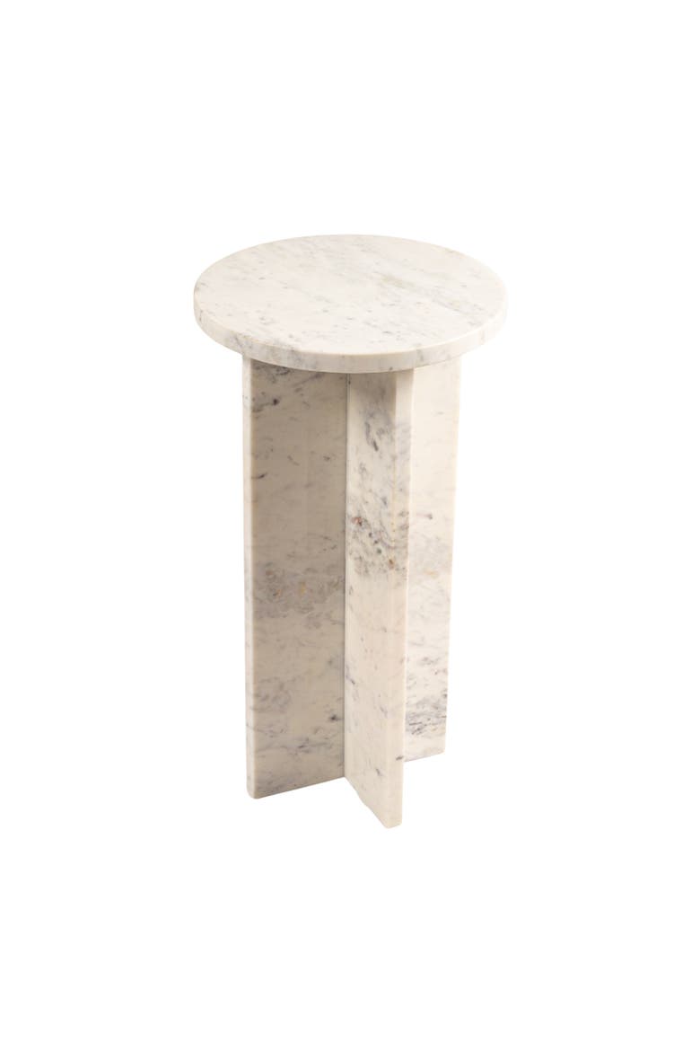 Martini Accent Table with Interlocking Cross Base, Main, color, White