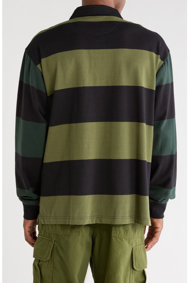 Two-Tone Ward Stripe Long Sleeve Rugby Polo, Alternate, color, BLACK-GREEN BALSAM