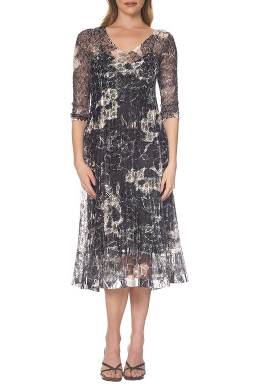 Komarov Lace Overlay Cocktail Dress In Gray