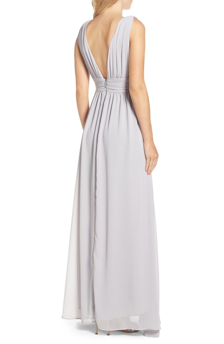 Lulus Plunging V-Neck Chiffon Gown, Alternate, color, 