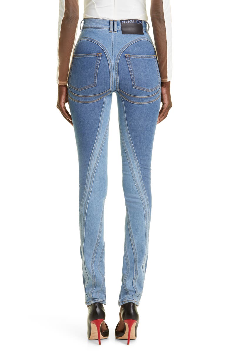 MUGLER Spiral Seam Skinny Jeans, Alternate, color,
