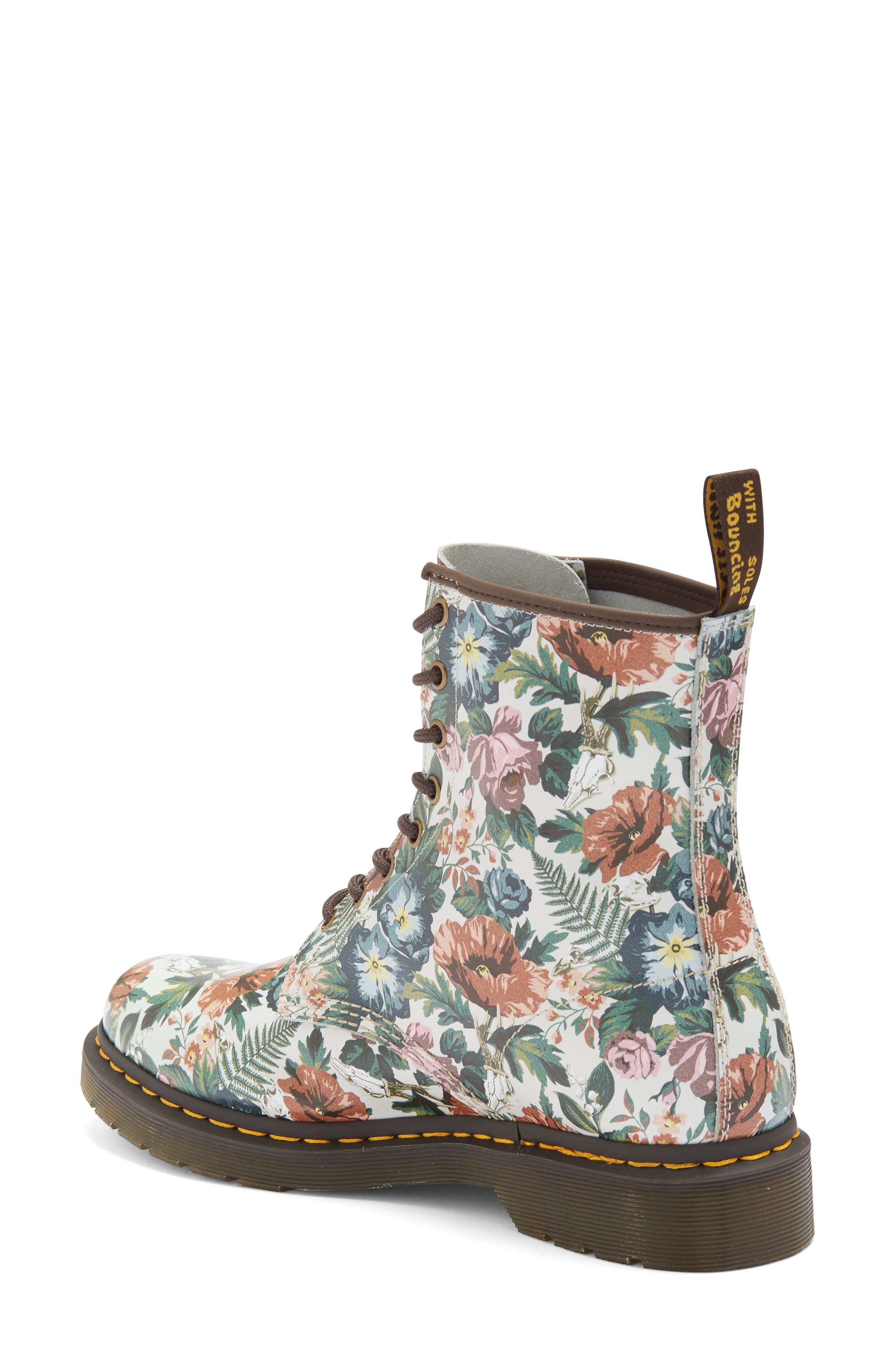1460 Floral Combat Boot, Alternate, color, ENGLISH GARDEN BACKHAND