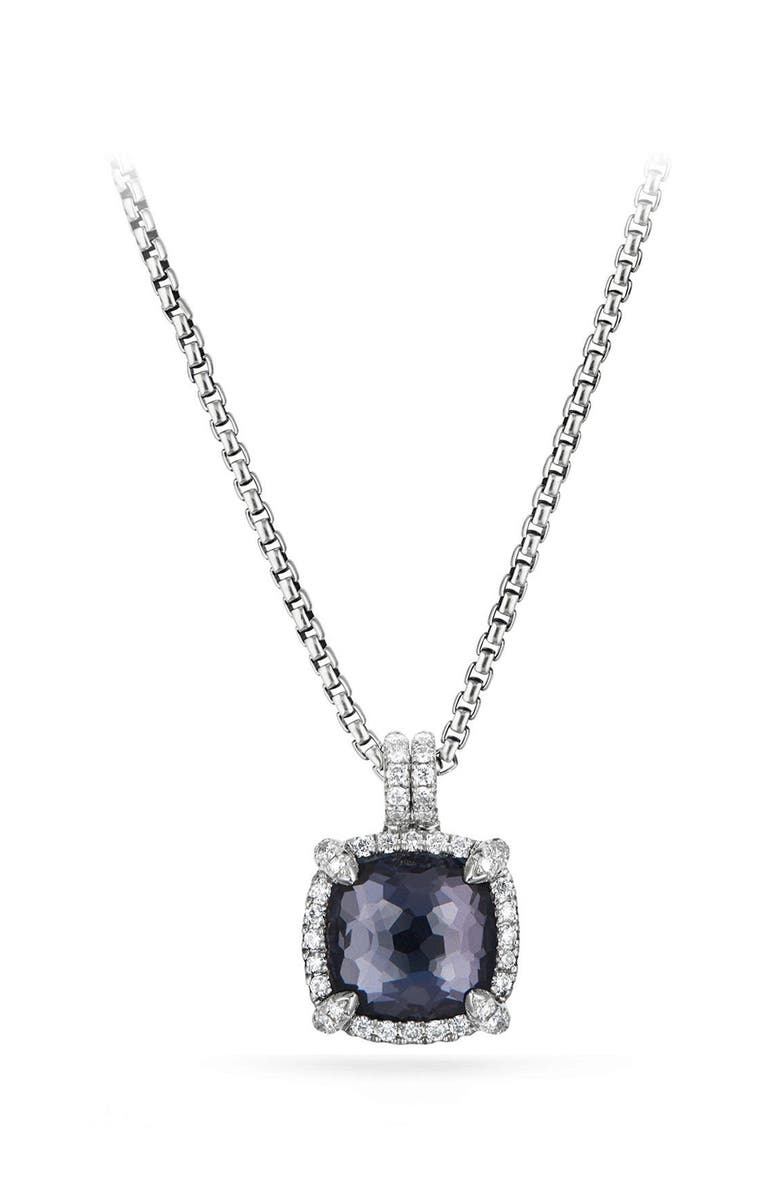 David Yurman Chatelaine Pavé Bezel Pendant Necklace with Black Orchid and Diamonds, Main, color, 