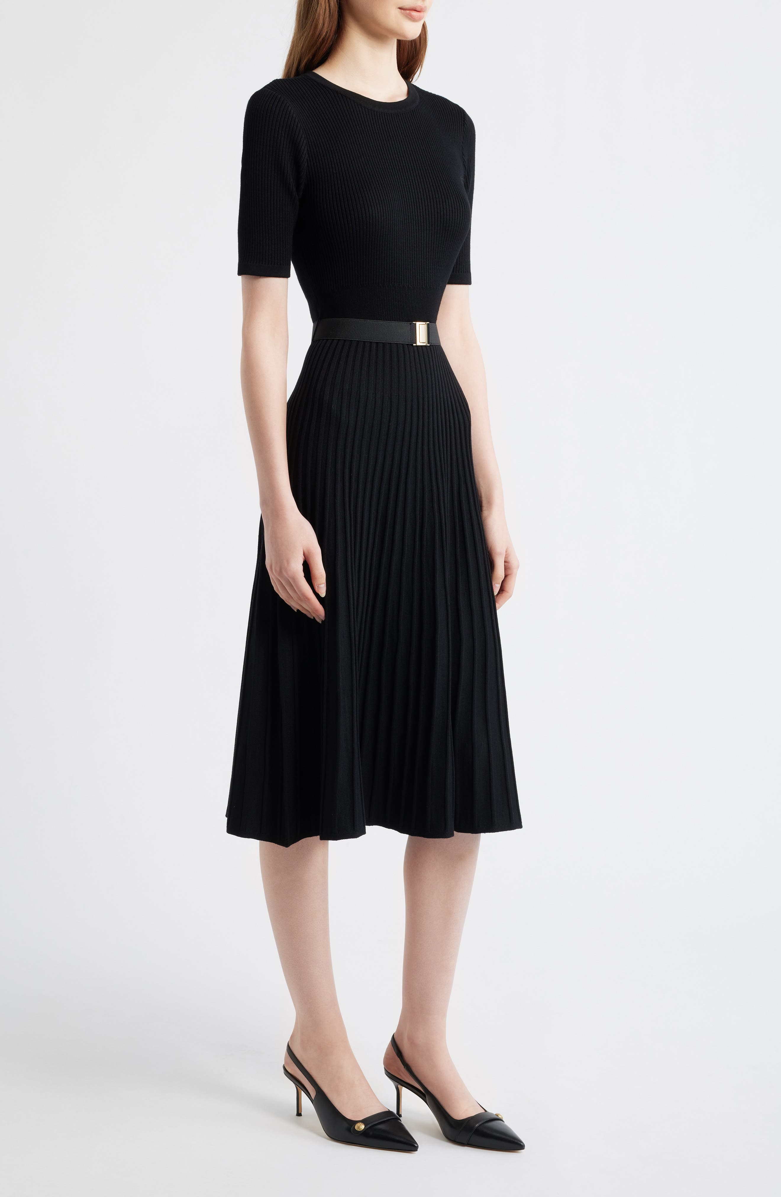 Eliza J Belted Fit & Flare Sweater Dress (Women) | Nordstrom