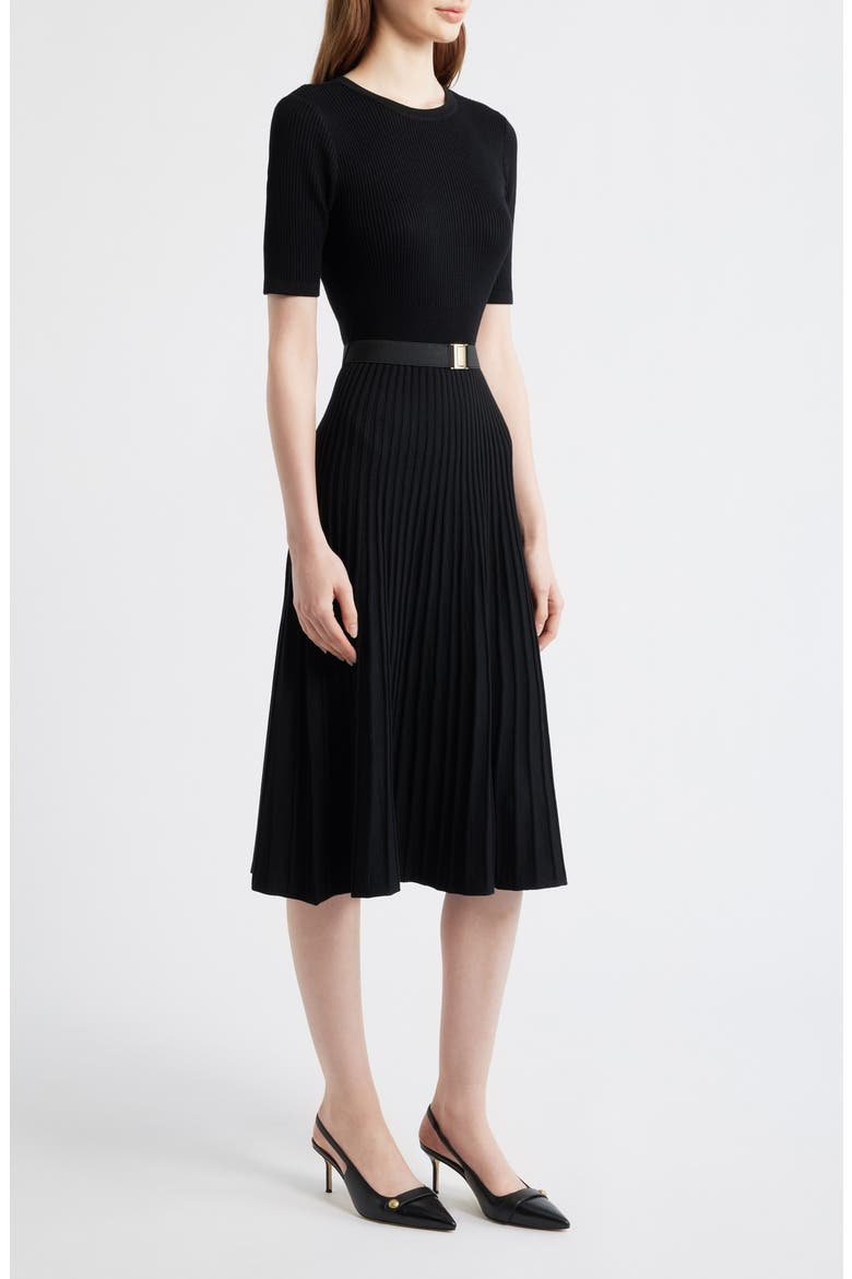fit and flare sweater dress Women's Jade Midi | Black day Comfort Eliza J Women's Belted Fit