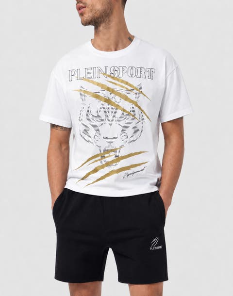 Round Neck T-shirt Tiger Golden Scratch Men