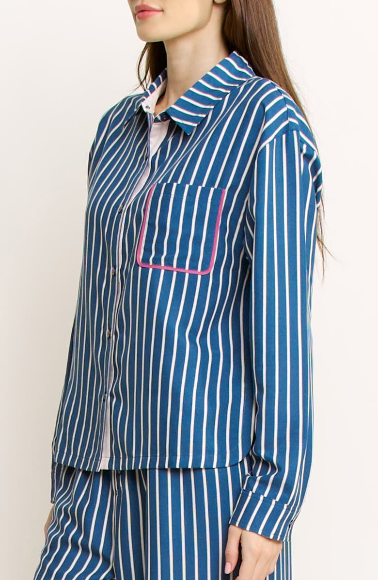 Honeydew Brunch Date Button-Up Shirt, Alternate, color, Pacific Stripe