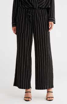 Stripe Textured Crop Wide Leg Pants
