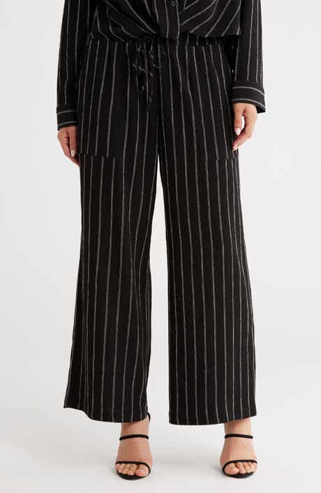 Stripe Textured Crop Wide Leg Pants