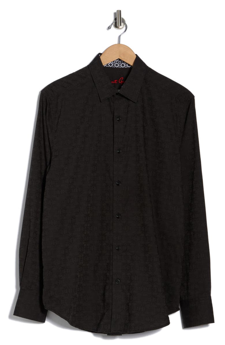Robert Graham Cotton Button-Up Shirt, Alternate, color, Black